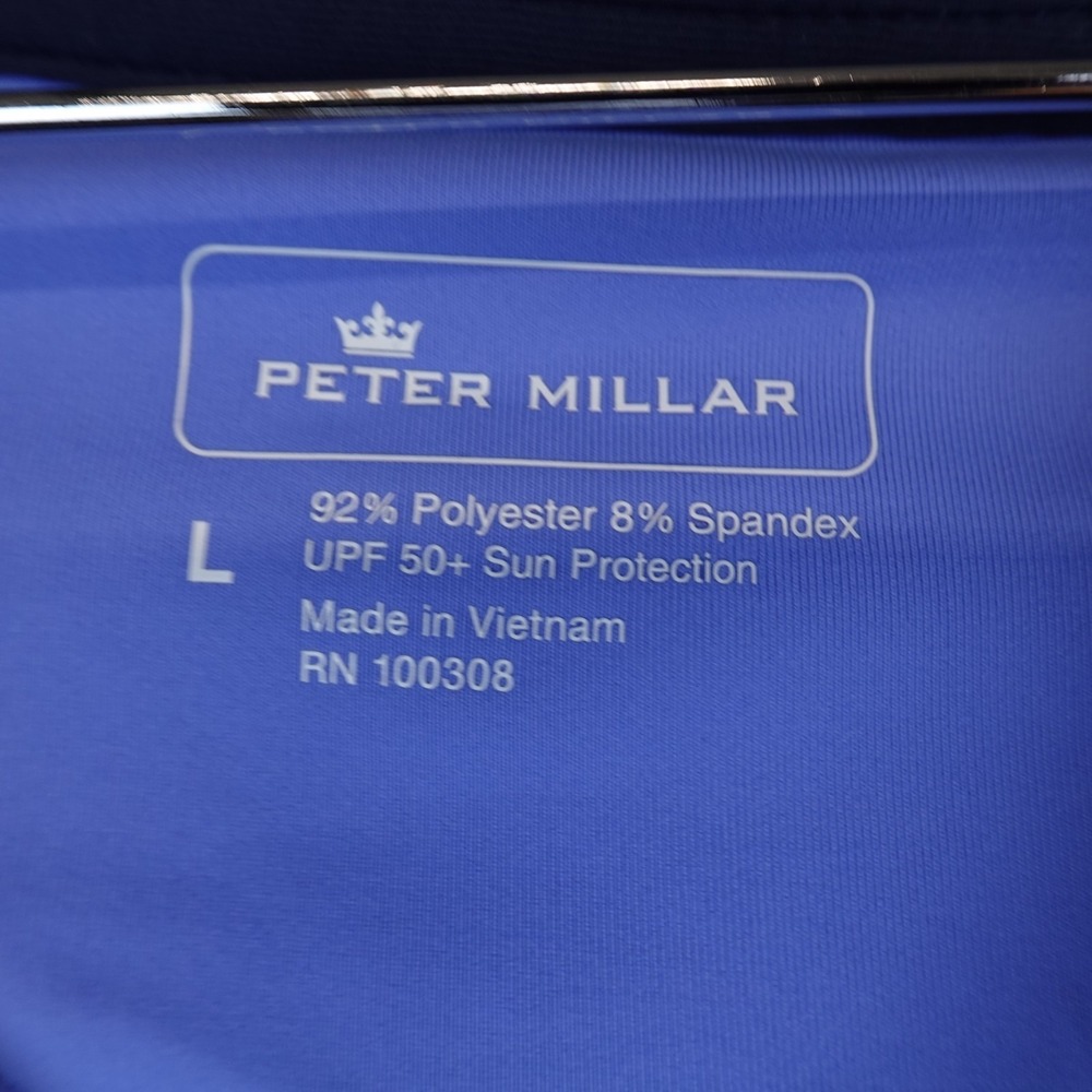 Peter Millar Golf Shirt Polo Womens Chest Logo Sleeveless Zip Large Blue - Picture 3 of 8